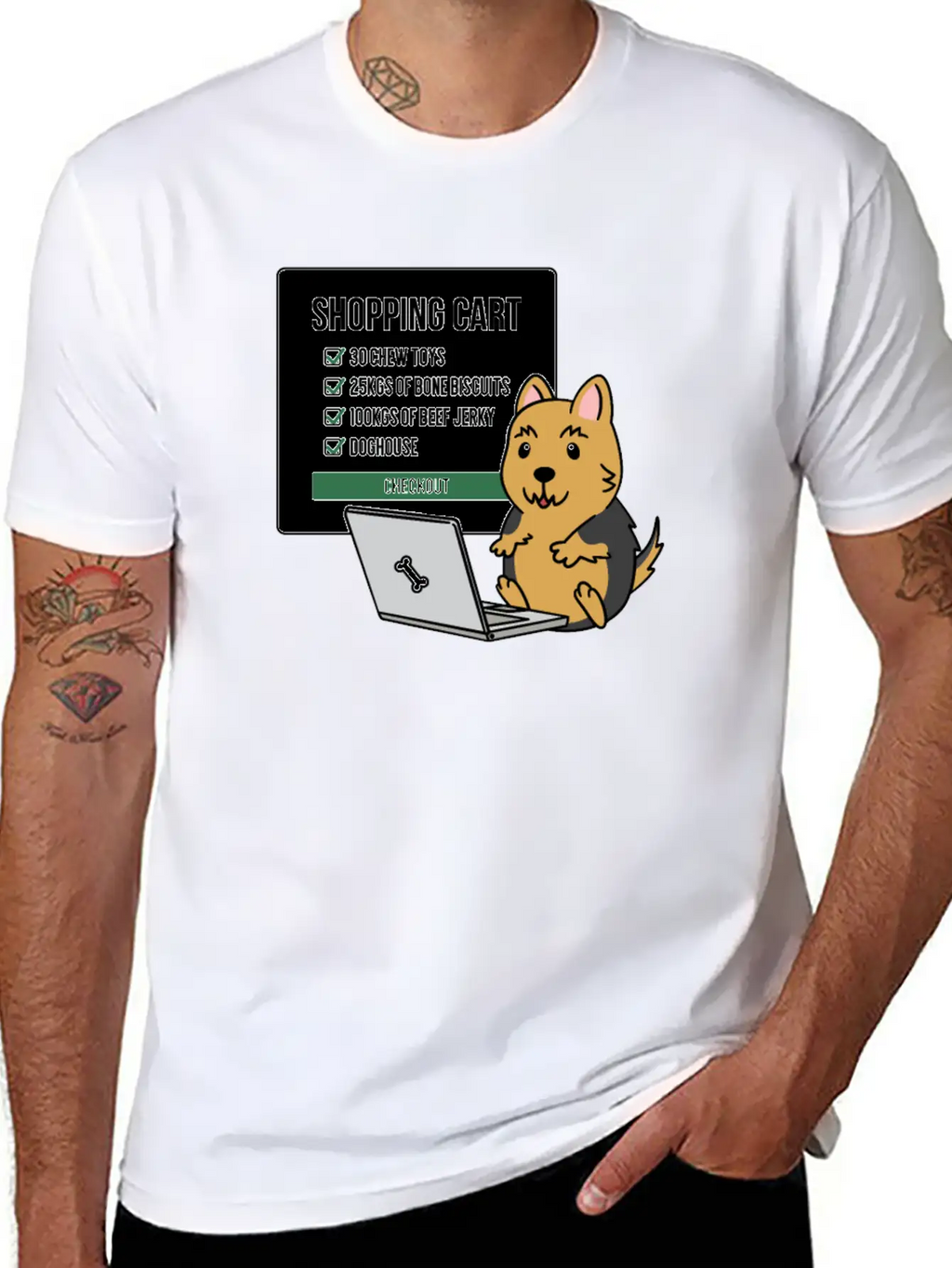 Yorkshire Terrier Shopping Cart Timeless Short Sleeve Tee – Comfy And Minimalist Design