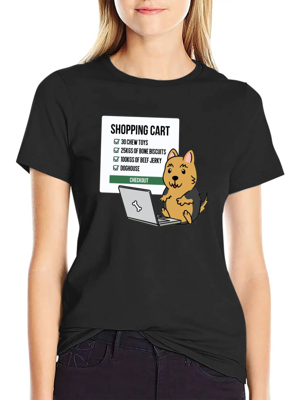 Yorkshire Terrier Shopping Cart Timeless Short Sleeve Tee – Comfy And Minimalist Design