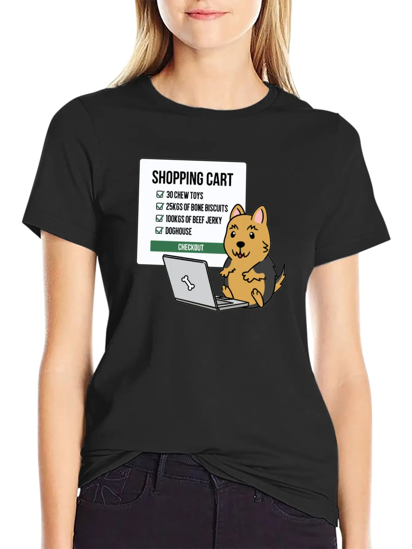 Yorkshire Terrier Shopping Cart Timeless Short Sleeve Tee – Comfy And Minimalist Design