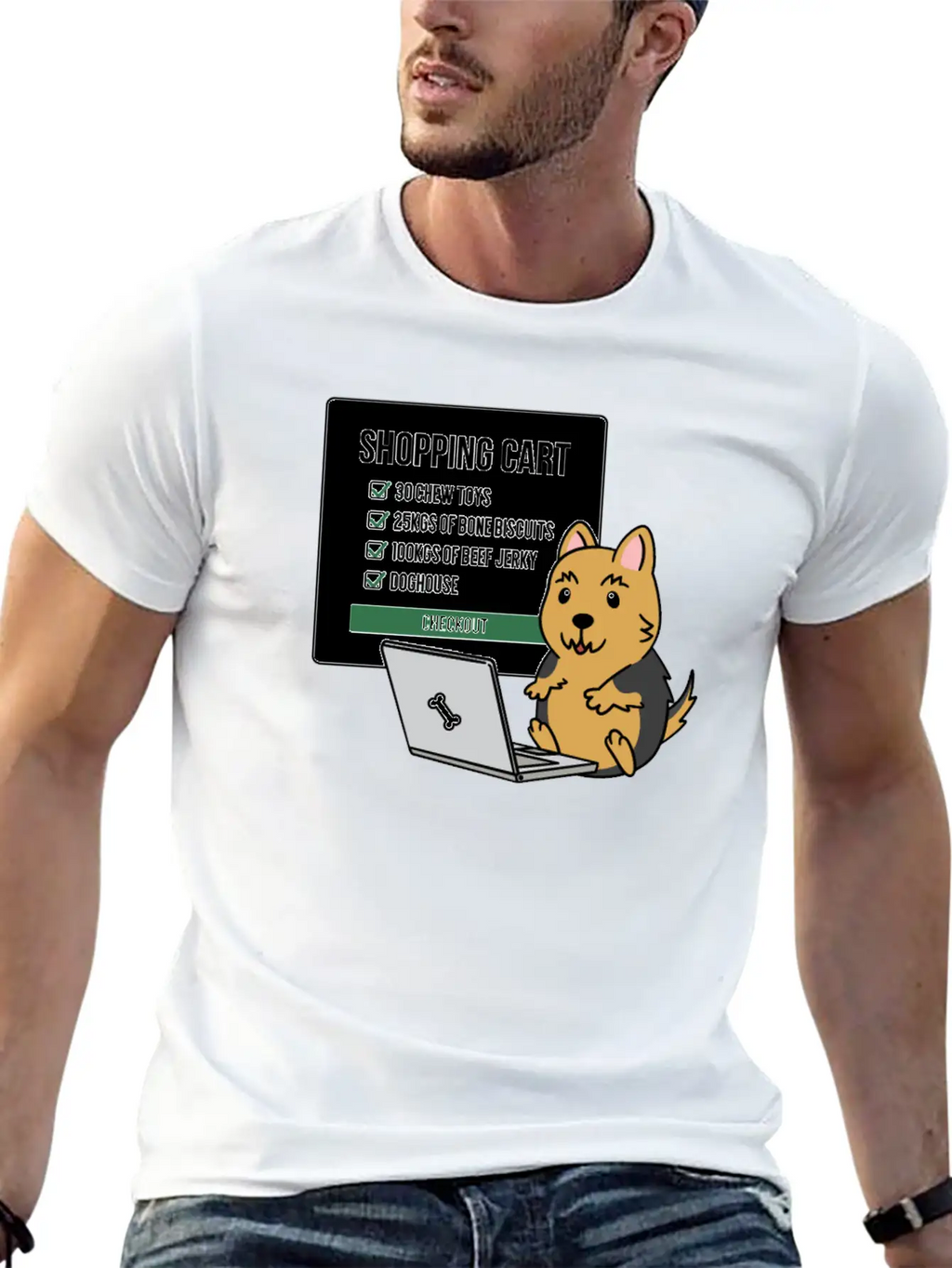 Yorkshire Terrier Shopping Cart Timeless Short Sleeve Tee – Comfy And Minimalist Design