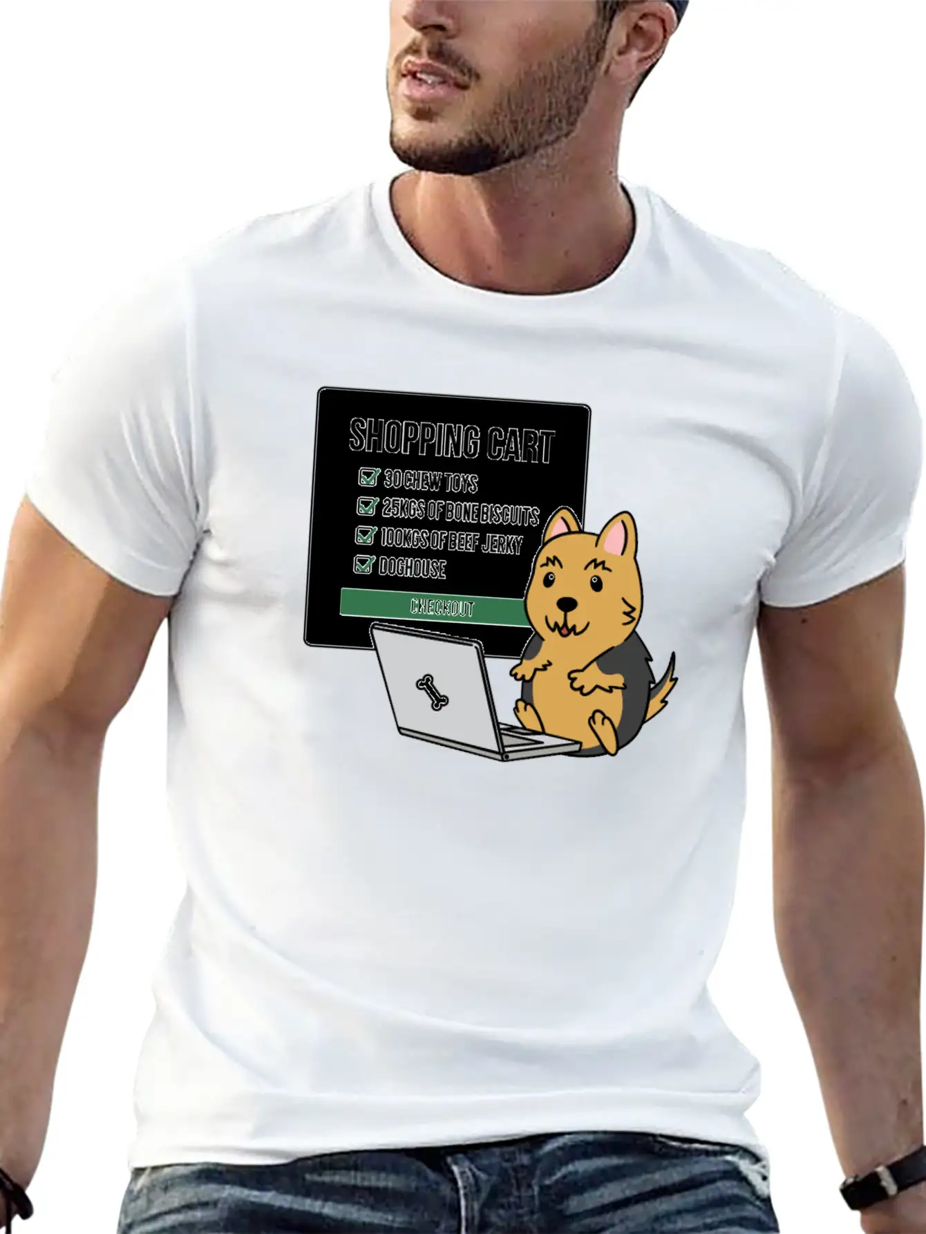Yorkshire Terrier Shopping Cart Timeless Short Sleeve Tee – Comfy And Minimalist Design