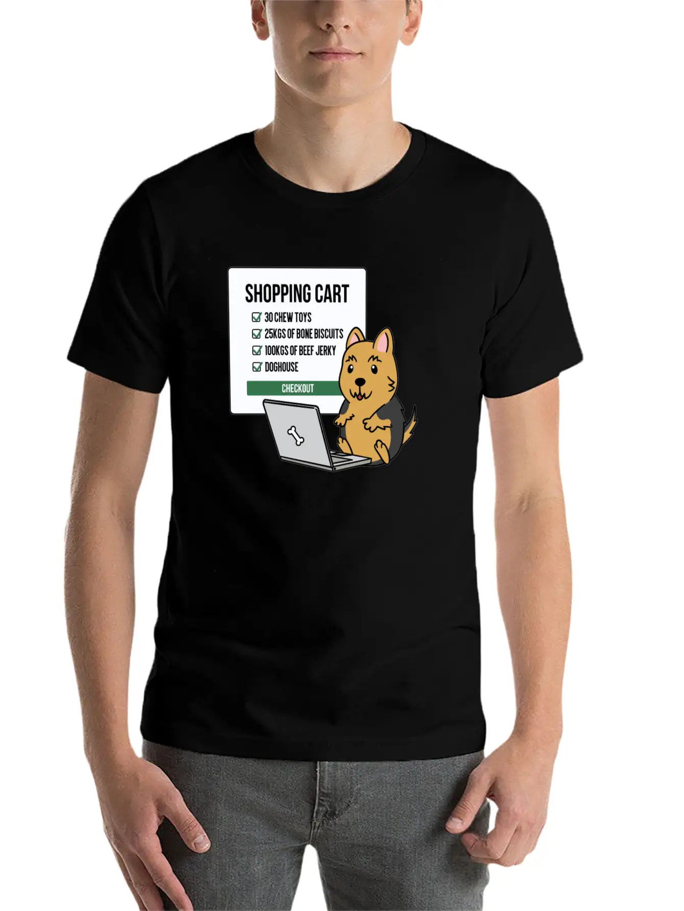 Yorkshire Terrier Shopping Cart Timeless Short Sleeve Tee – Comfy And Minimalist Design