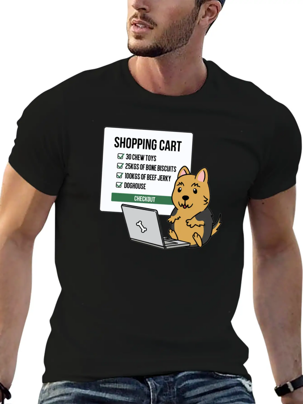 Yorkshire Terrier Shopping Cart Timeless Short Sleeve Tee – Comfy And Minimalist Design