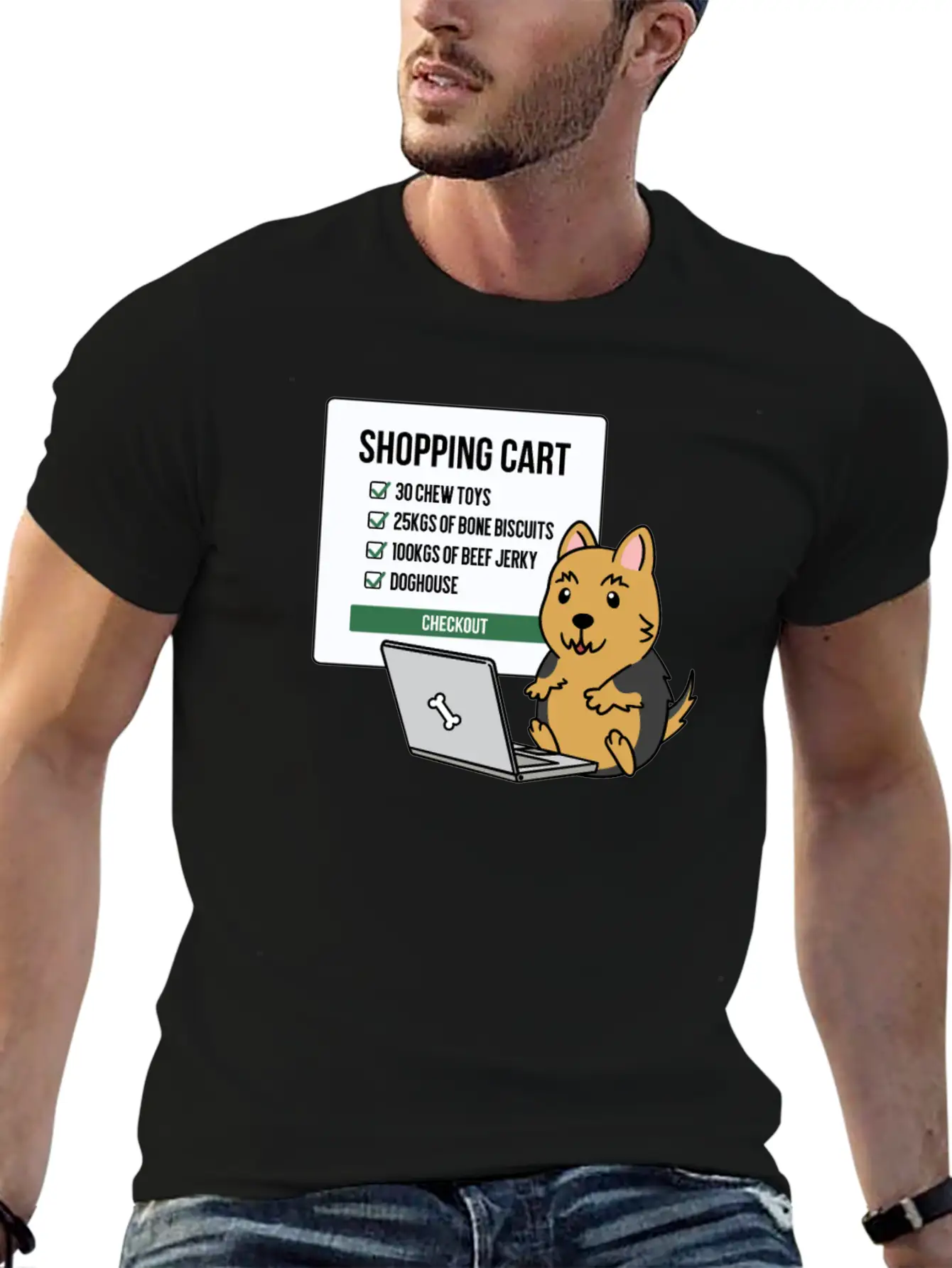 Yorkshire Terrier Shopping Cart Timeless Short Sleeve Tee – Comfy And Minimalist Design