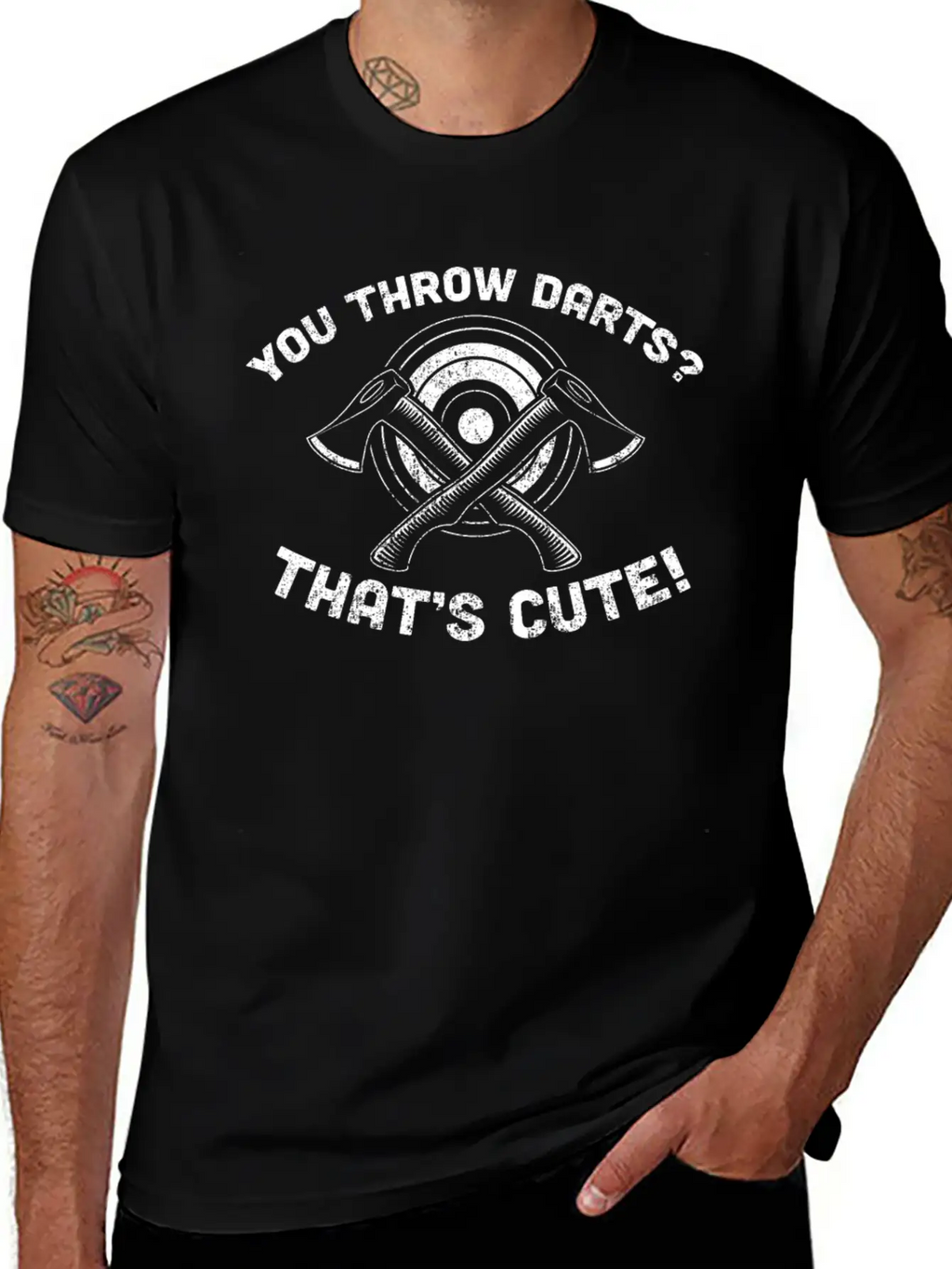 You Throw Darts? Cute Axe Throwing - Cool Axe Basic Graphic T-Shirt – Daily Comfort In Soft Cotton