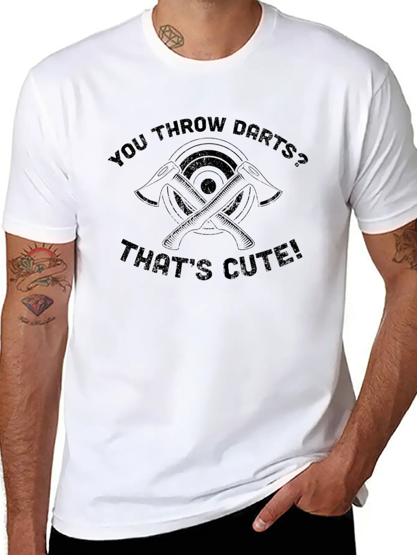 You Throw Darts? Cute Axe Throwing - Cool Axe Basic Graphic T-Shirt – Daily Comfort In Soft Cotton