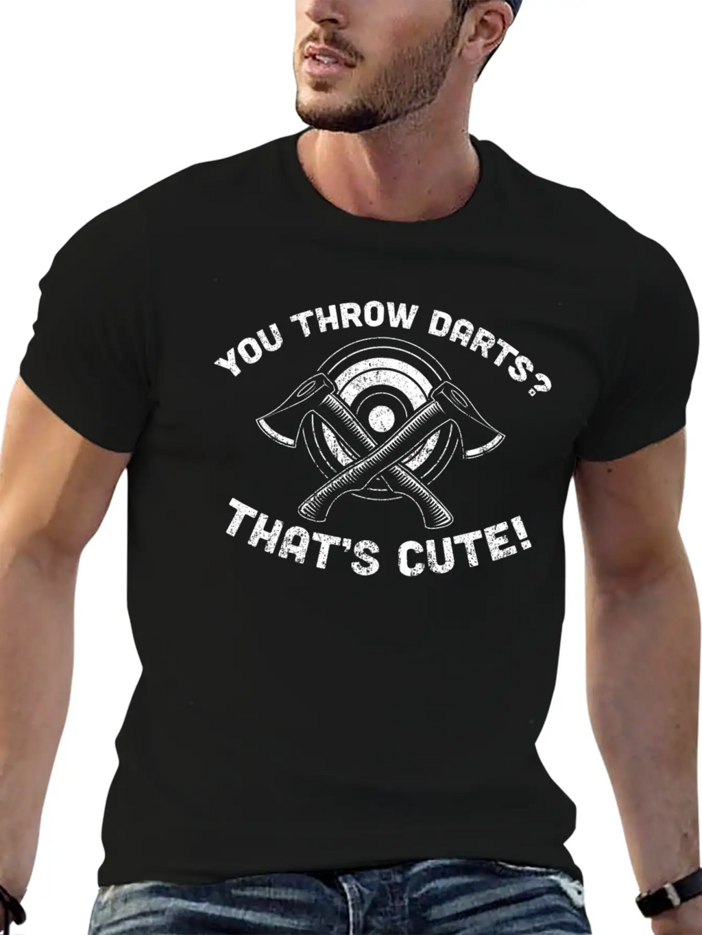You Throw Darts? Cute Axe Throwing - Cool Axe Basic Graphic T-Shirt – Daily Comfort In Soft Cotton