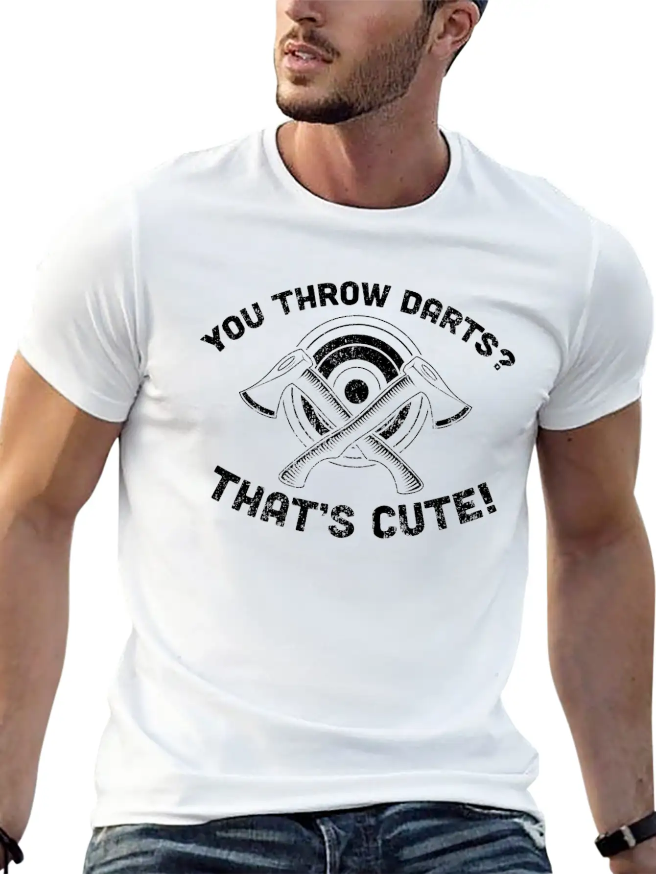 You Throw Darts? Cute Axe Throwing - Cool Axe Basic Graphic T-Shirt – Daily Comfort In Soft Cotton