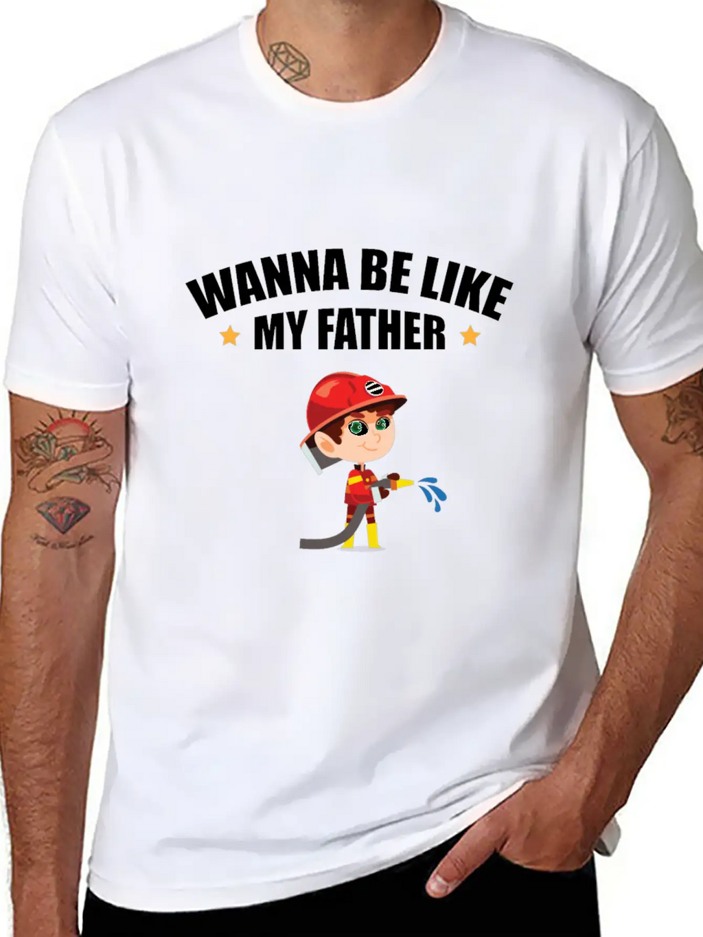 Young Firefighter - Wanna Be Like My Father Classic Cotton Tee – Unisex Comfort For Any Season