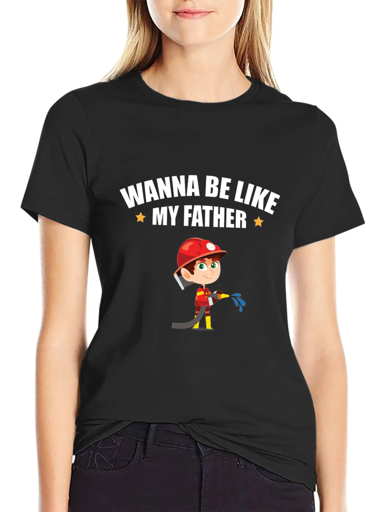 Young Firefighter - Wanna Be Like My Father Classic Cotton Tee – Unisex Comfort For Any Season