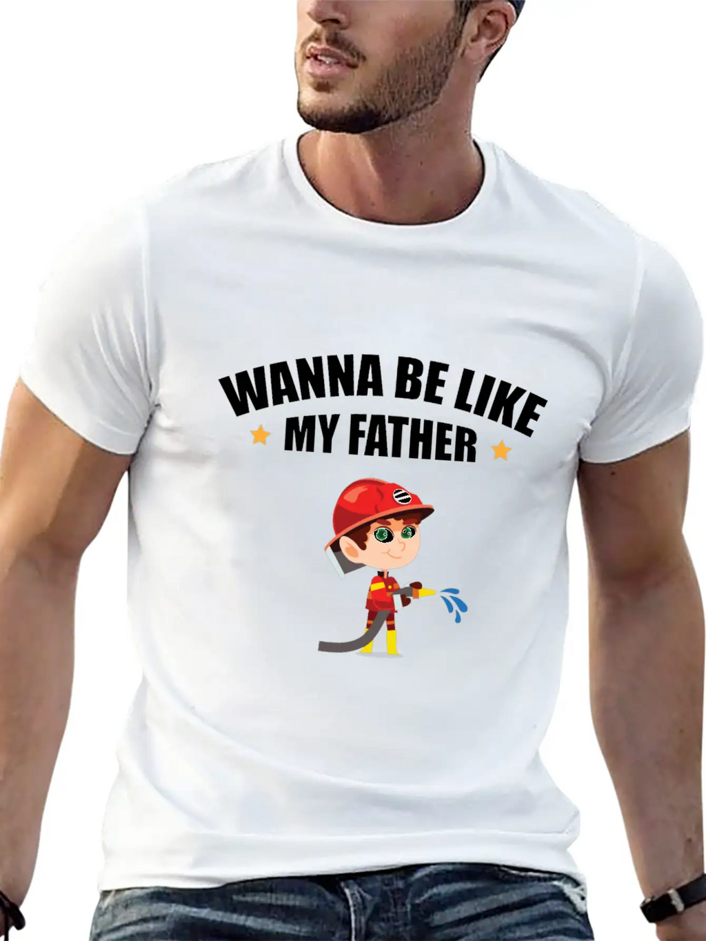 Young Firefighter - Wanna Be Like My Father Classic Cotton Tee – Unisex Comfort For Any Season
