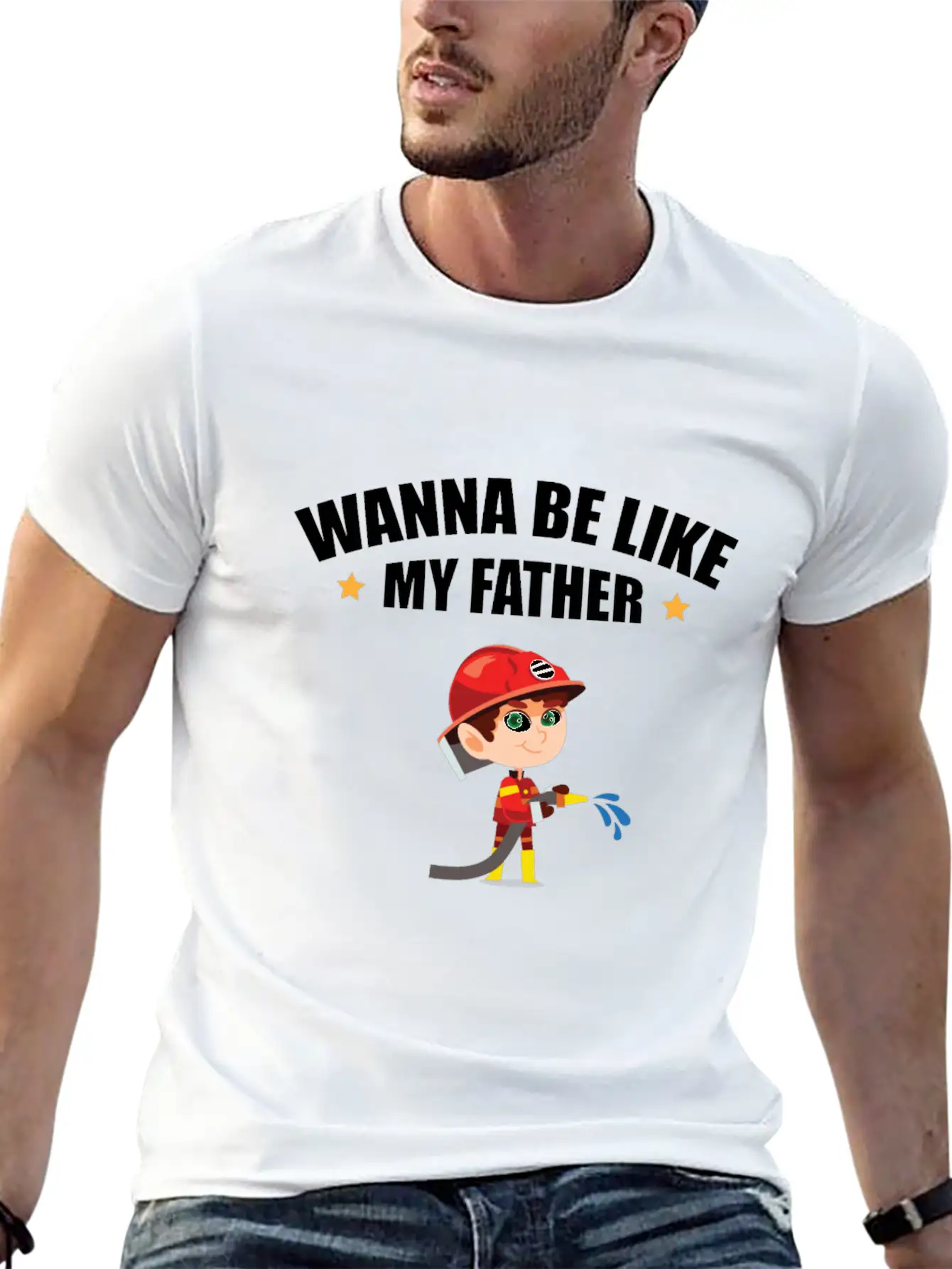 Young Firefighter - Wanna Be Like My Father Classic Cotton Tee – Unisex Comfort For Any Season