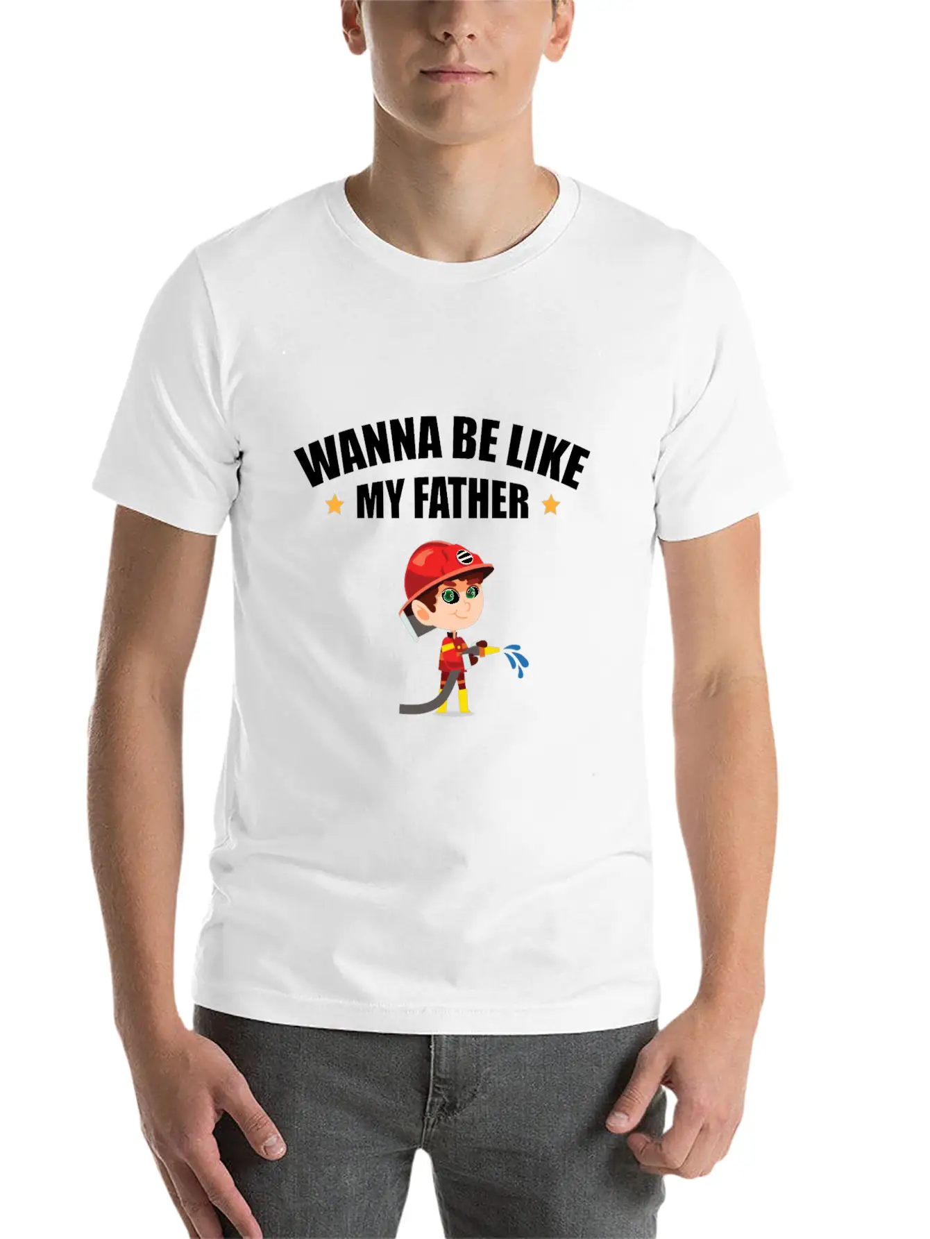 Young Firefighter - Wanna Be Like My Father Classic Cotton Tee – Unisex Comfort For Any Season