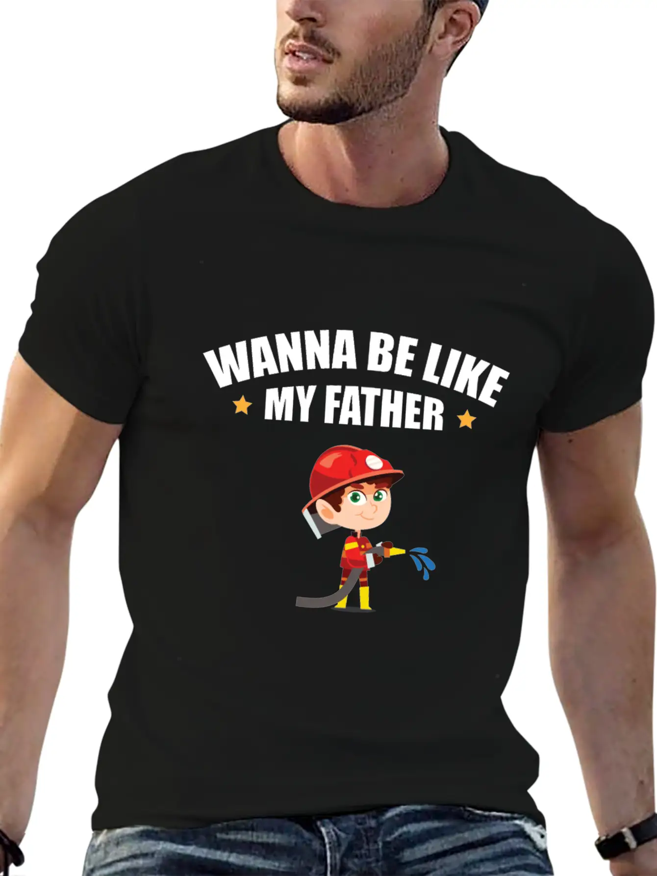 Young Firefighter - Wanna Be Like My Father Classic Cotton Tee – Unisex Comfort For Any Season