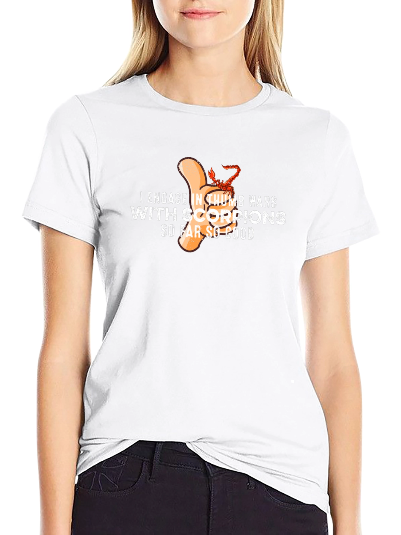 Funny Thumb War Scorpion T-Shirt - Black