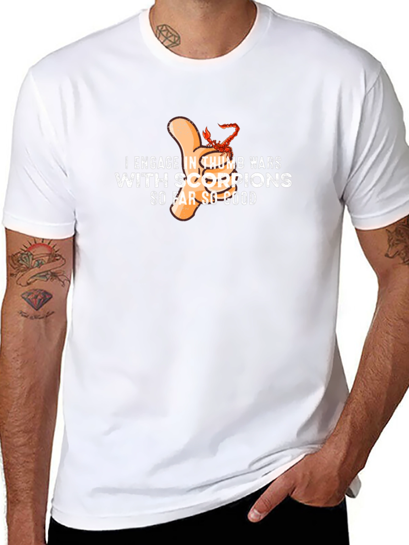 Funny Thumb War Scorpion T-Shirt - Black