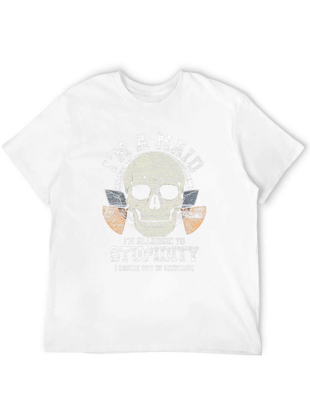 Mad Allergic to Stupidity Skull Graphic Tee
