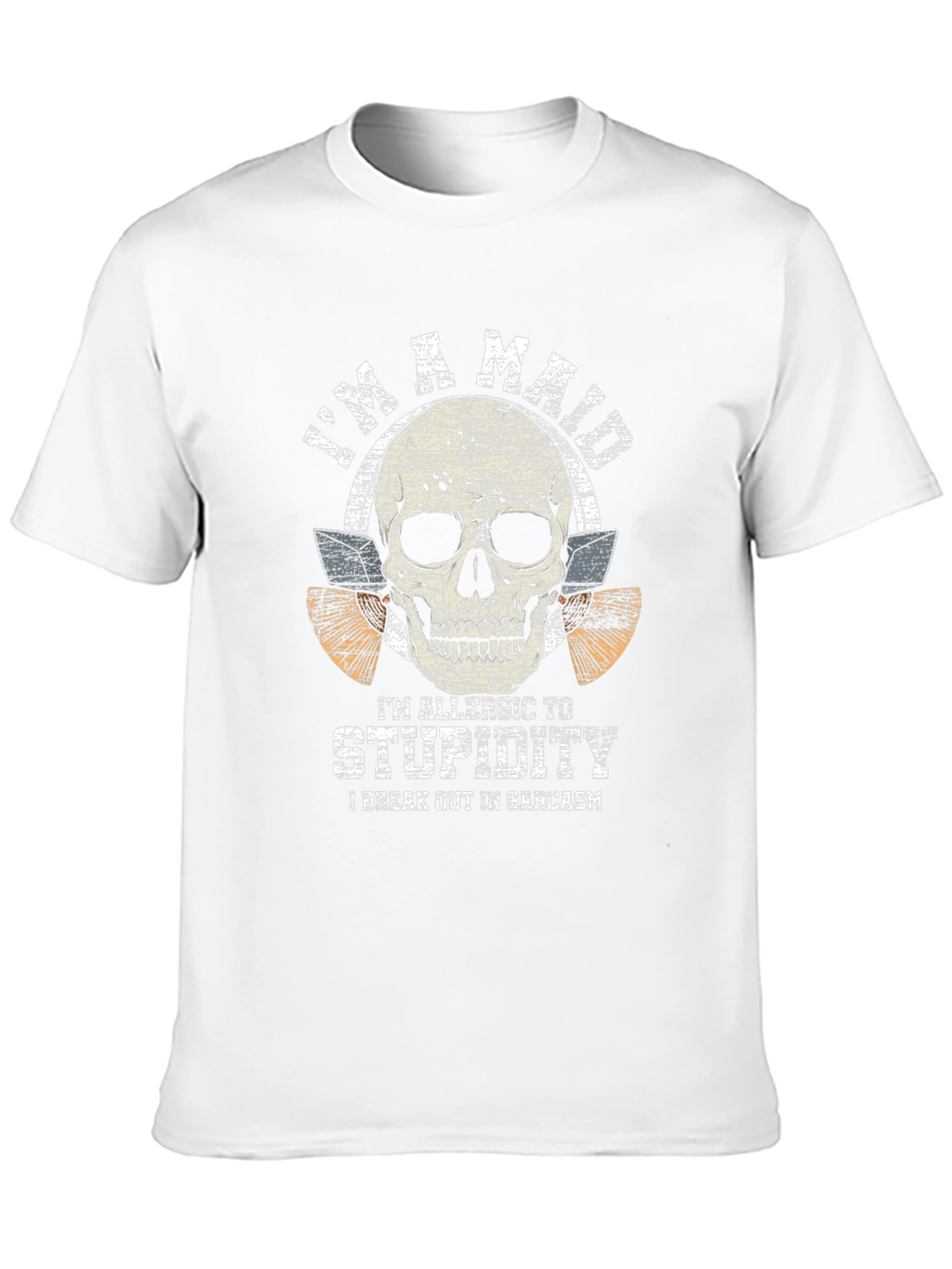 Mad Allergic to Stupidity Skull Graphic Tee
