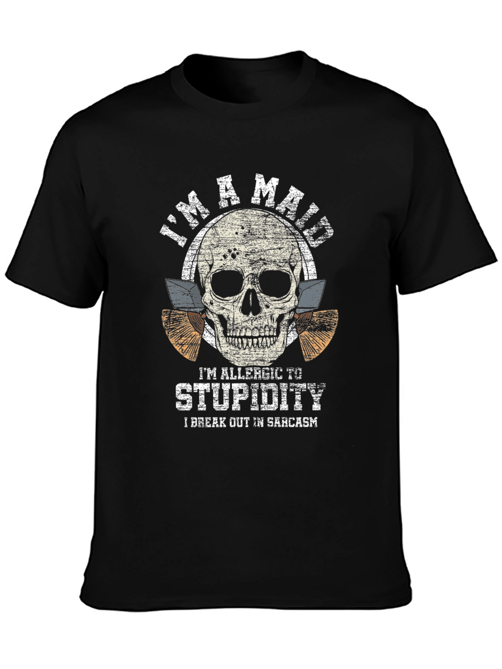 Mad Allergic to Stupidity Skull Graphic Tee