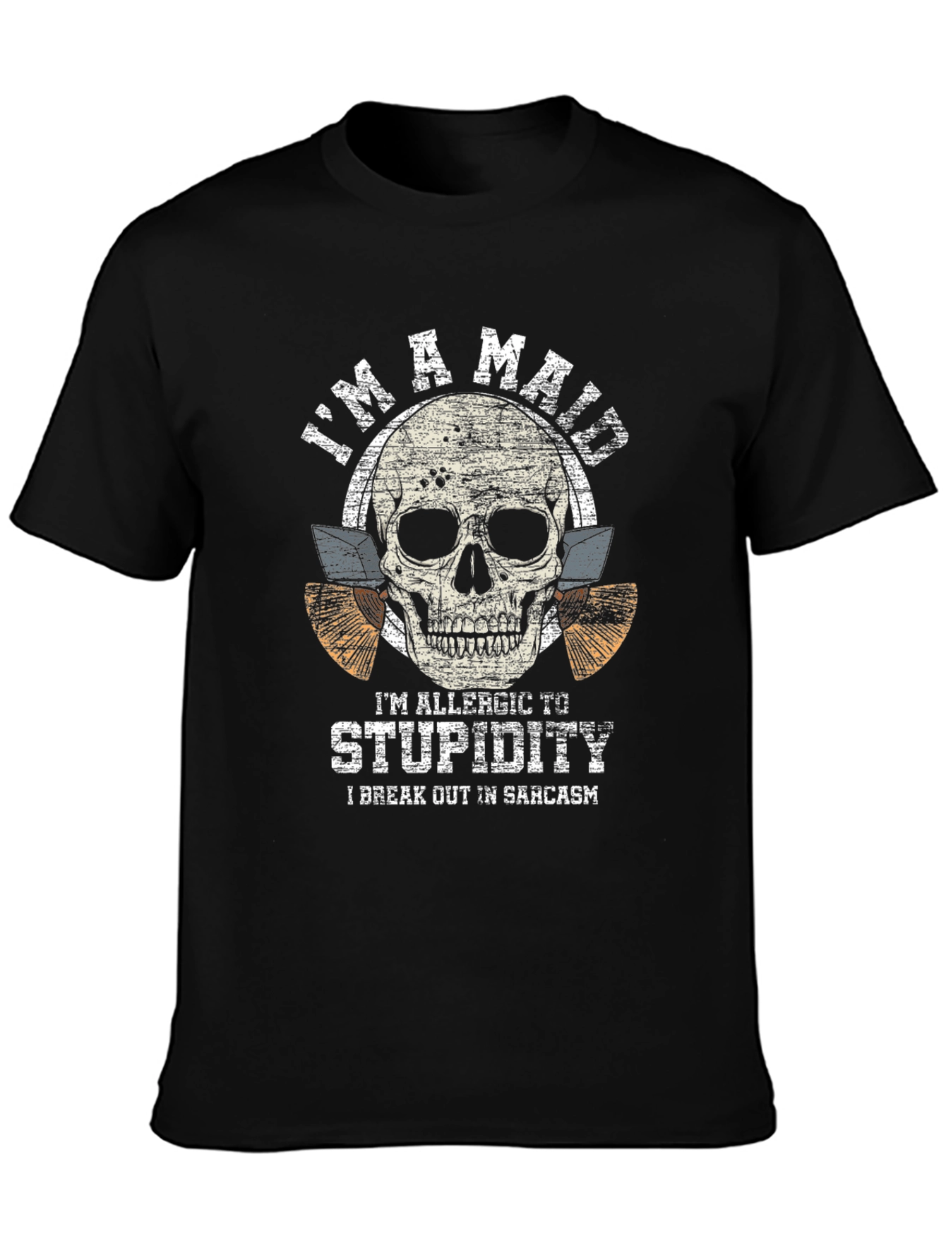 Mad Allergic to Stupidity Skull Graphic Tee