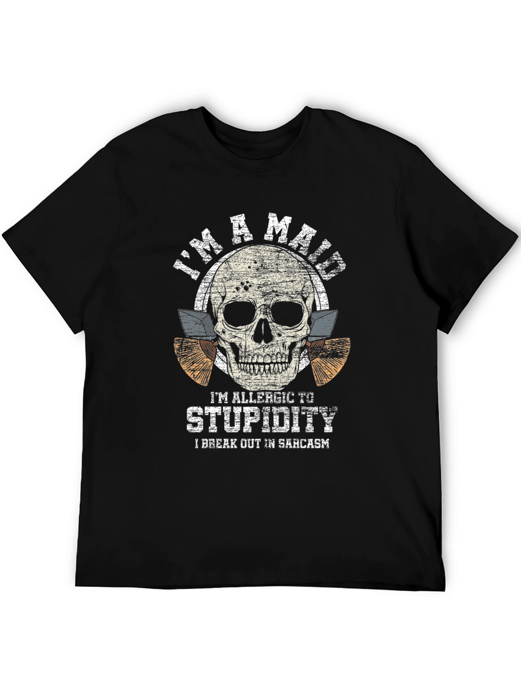 Mad Allergic to Stupidity Skull Graphic Tee