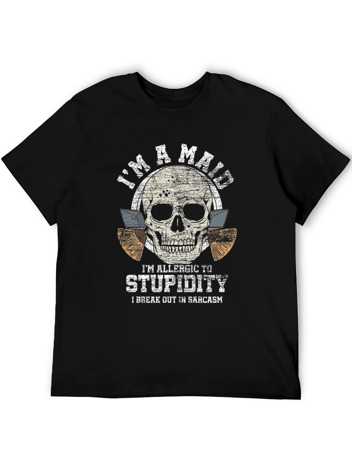 Mad Allergic to Stupidity Skull Graphic Tee