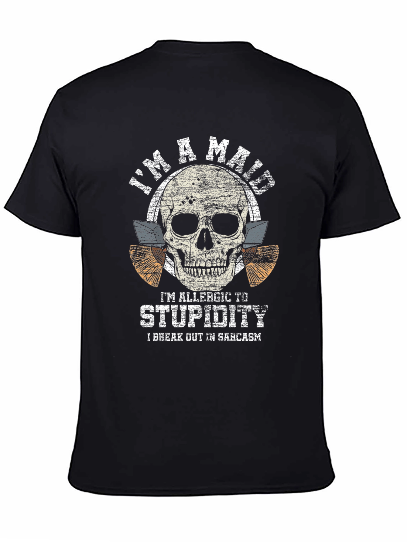 Mad Allergic to Stupidity Skull Graphic Tee