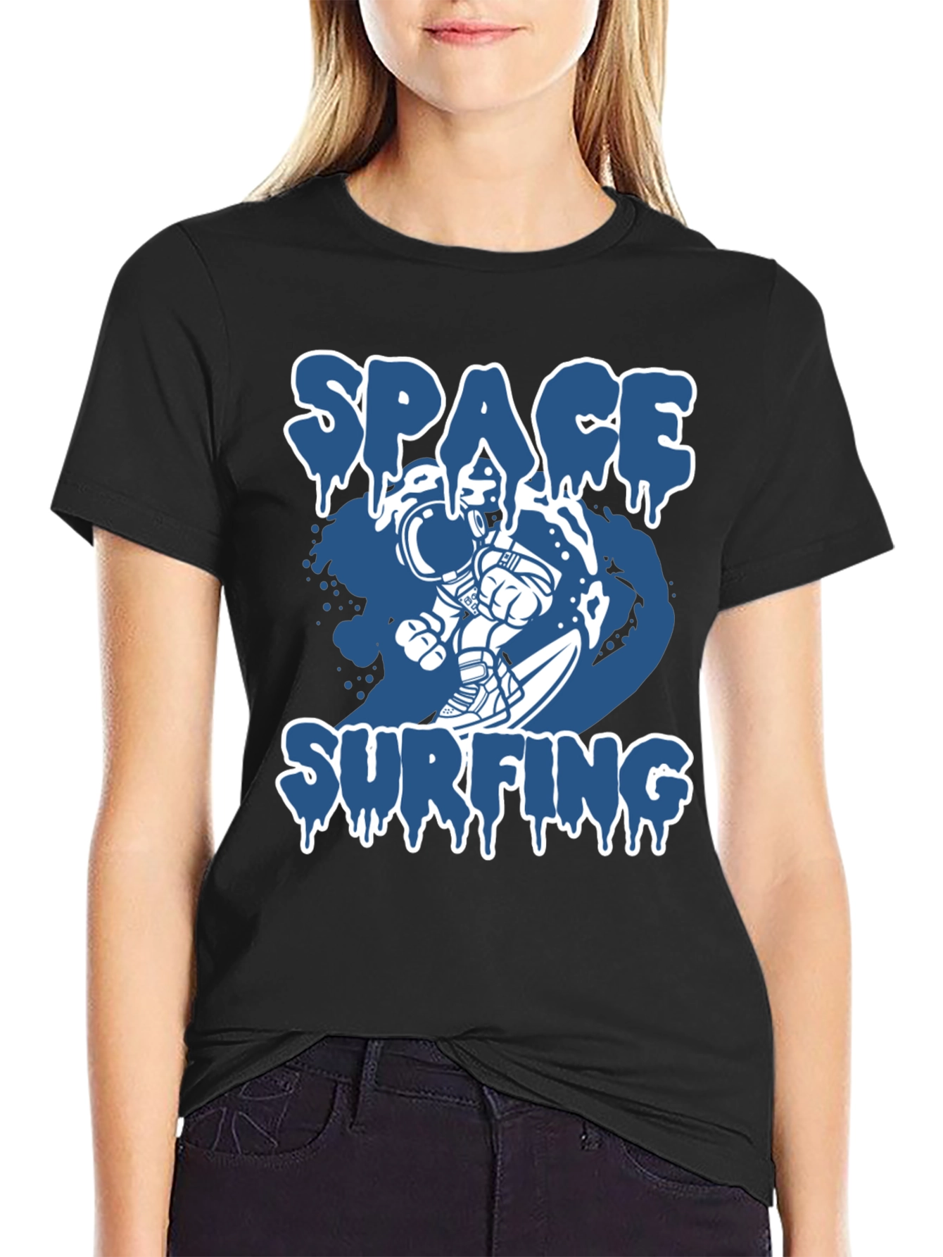 Space Surfing Graphic Tee - Astronaut T-Shirt