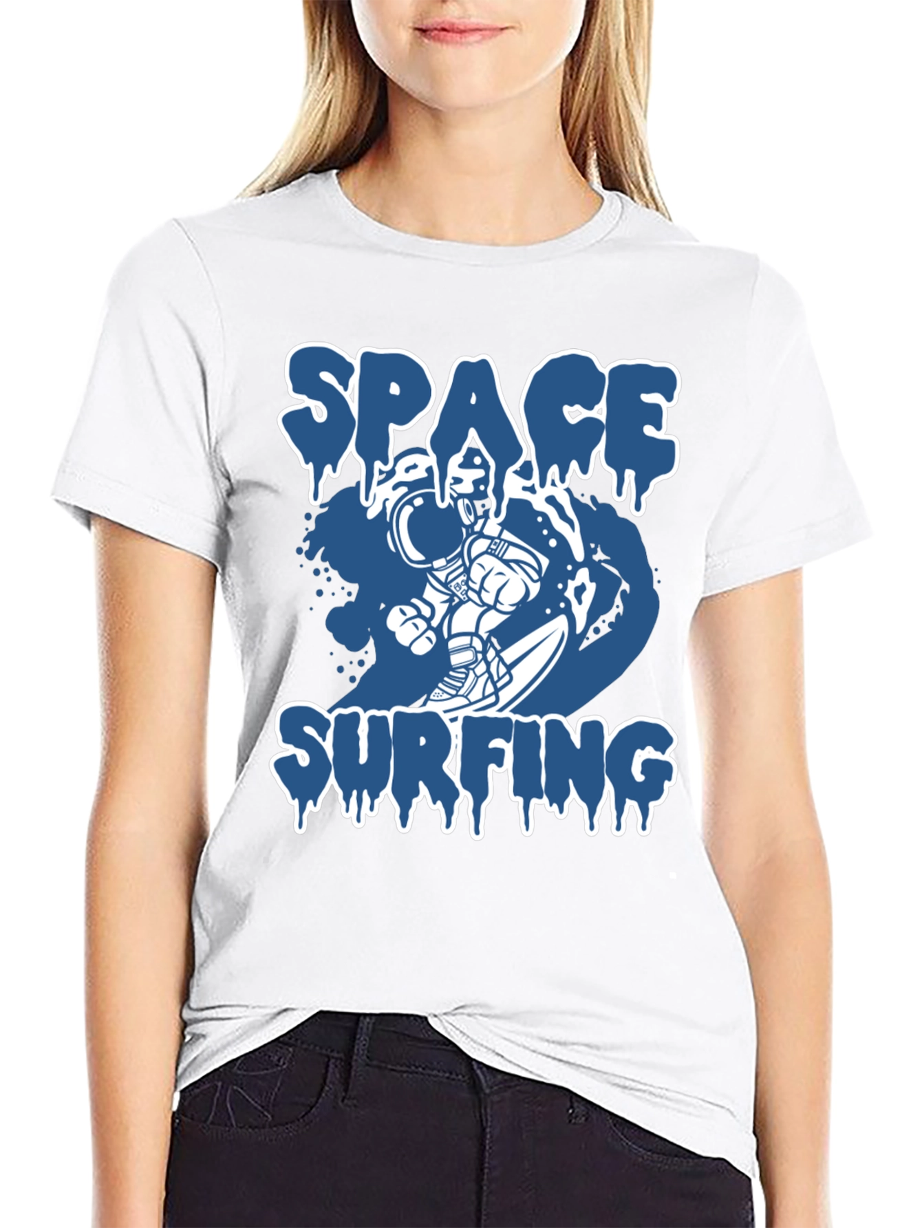 Space Surfing Graphic Tee - Astronaut T-Shirt
