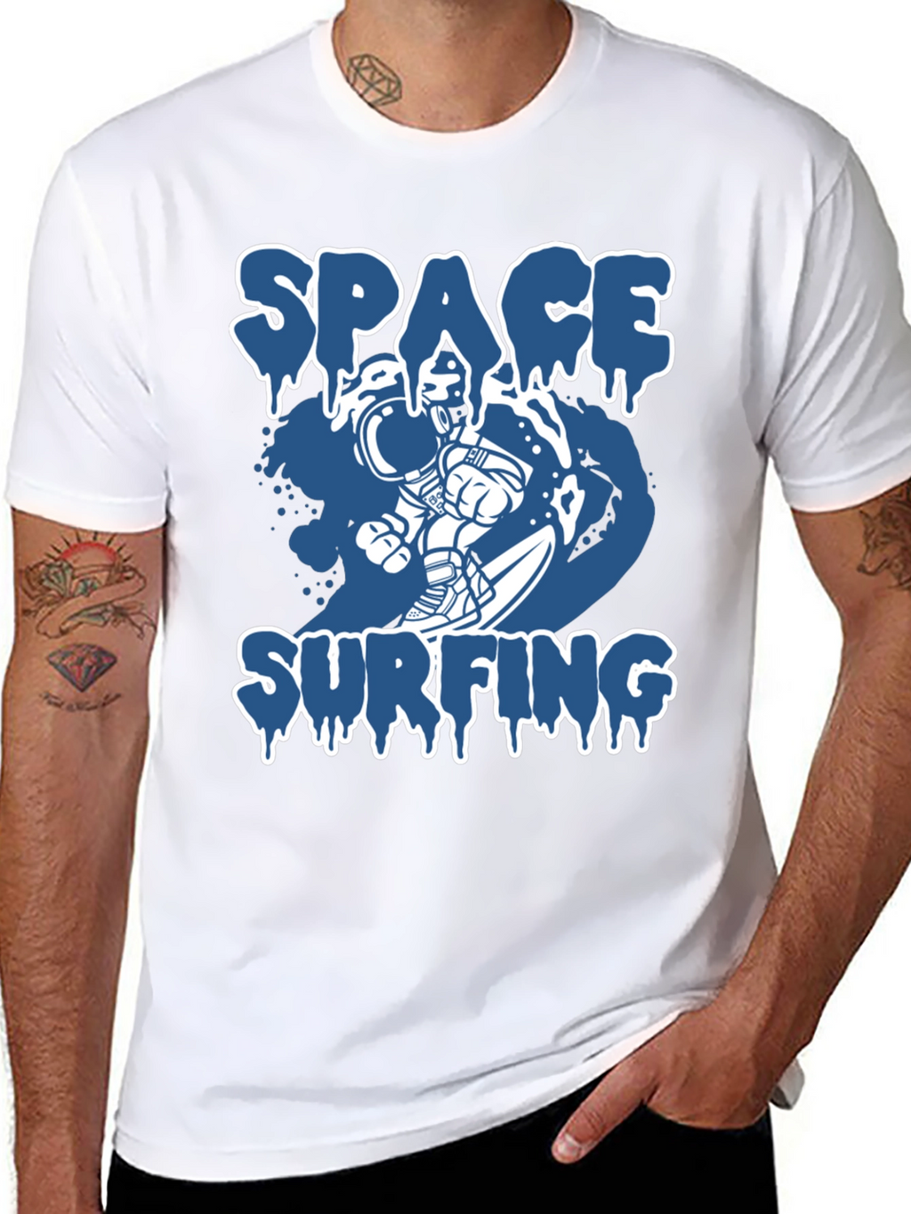 Space Surfing Graphic Tee - Astronaut T-Shirt