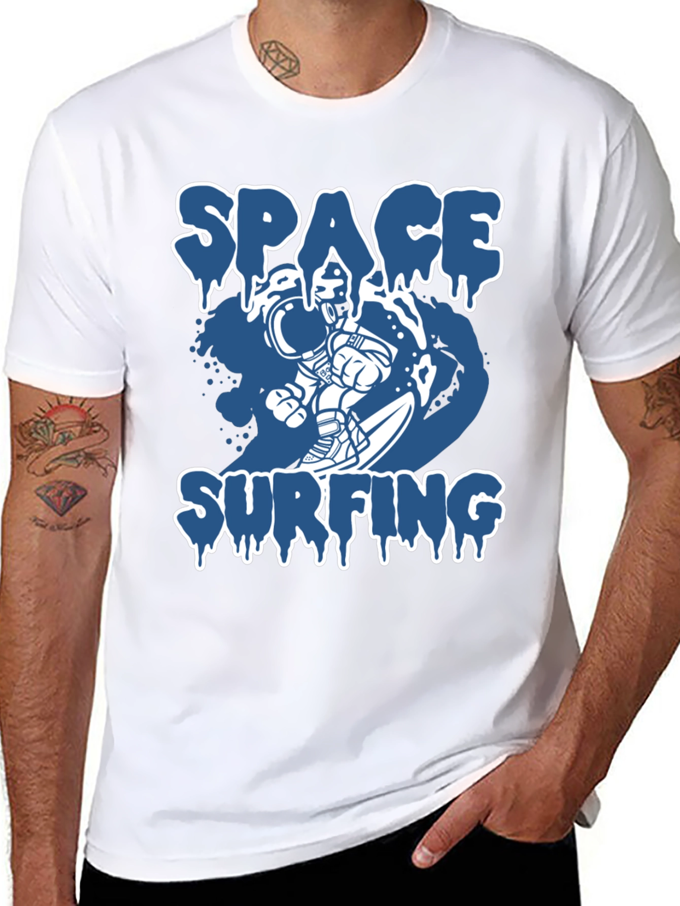 Space Surfing Graphic Tee - Astronaut T-Shirt