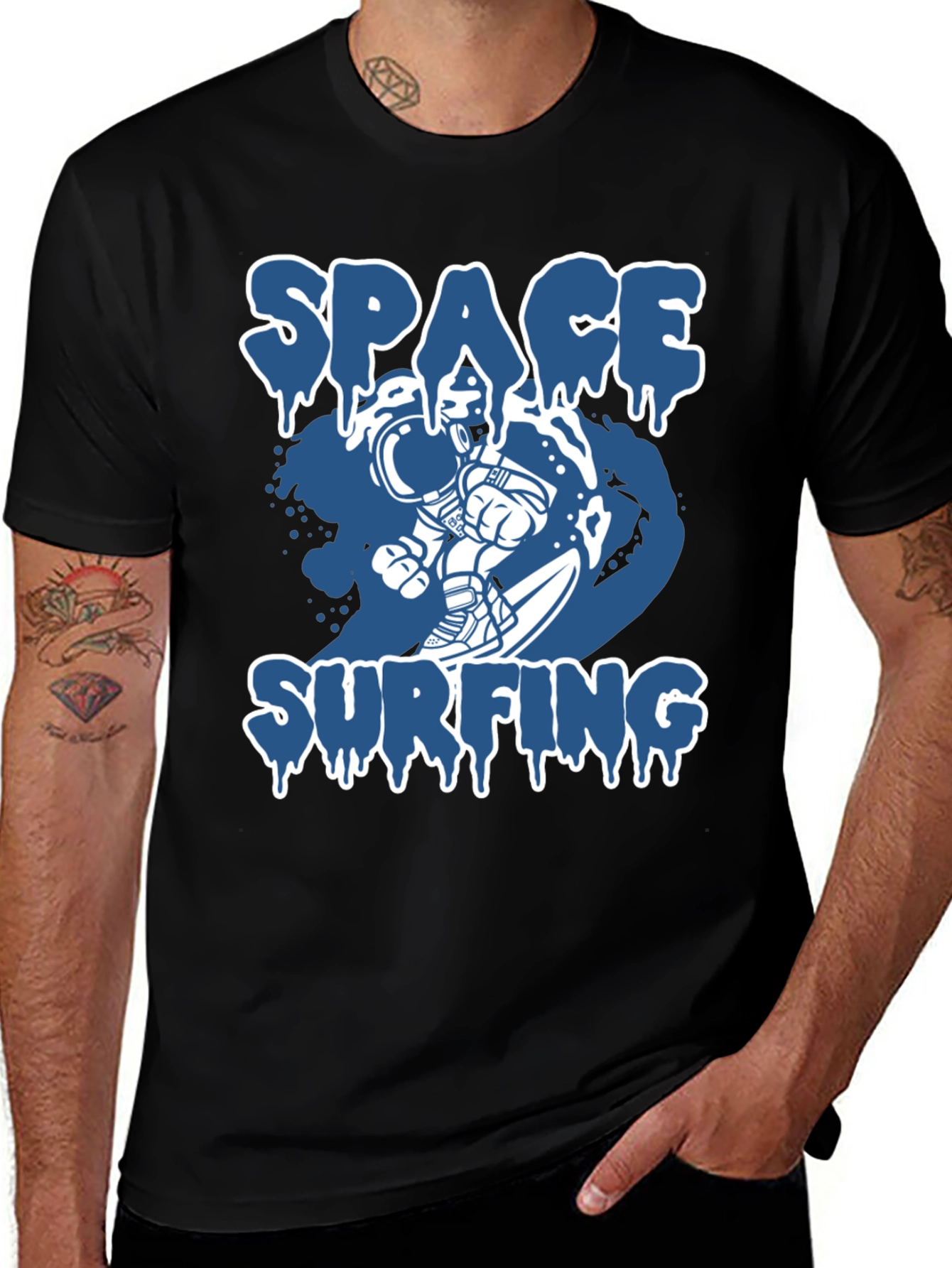 Space Surfing Graphic Tee - Astronaut T-Shirt