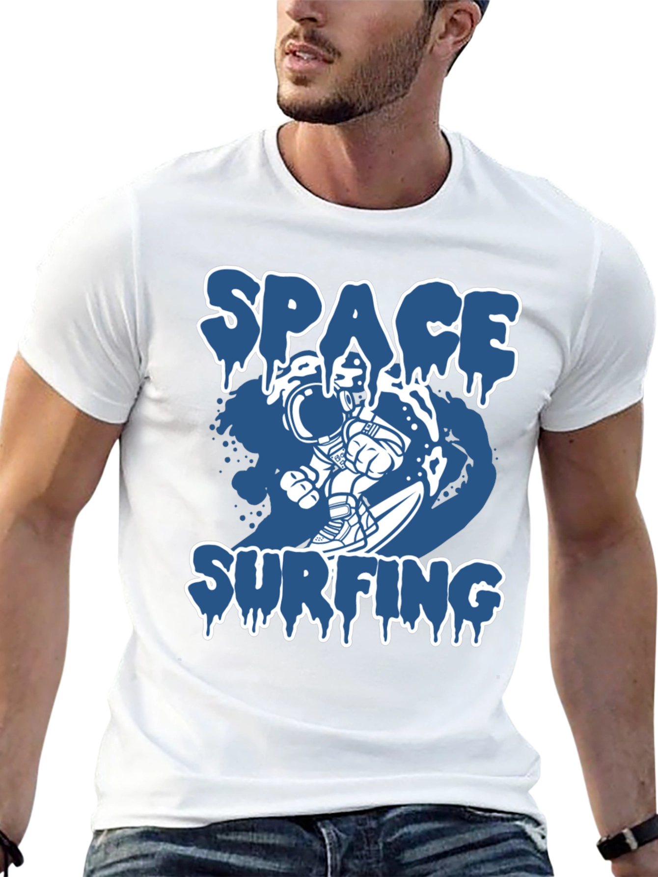 Space Surfing Graphic Tee - Astronaut T-Shirt