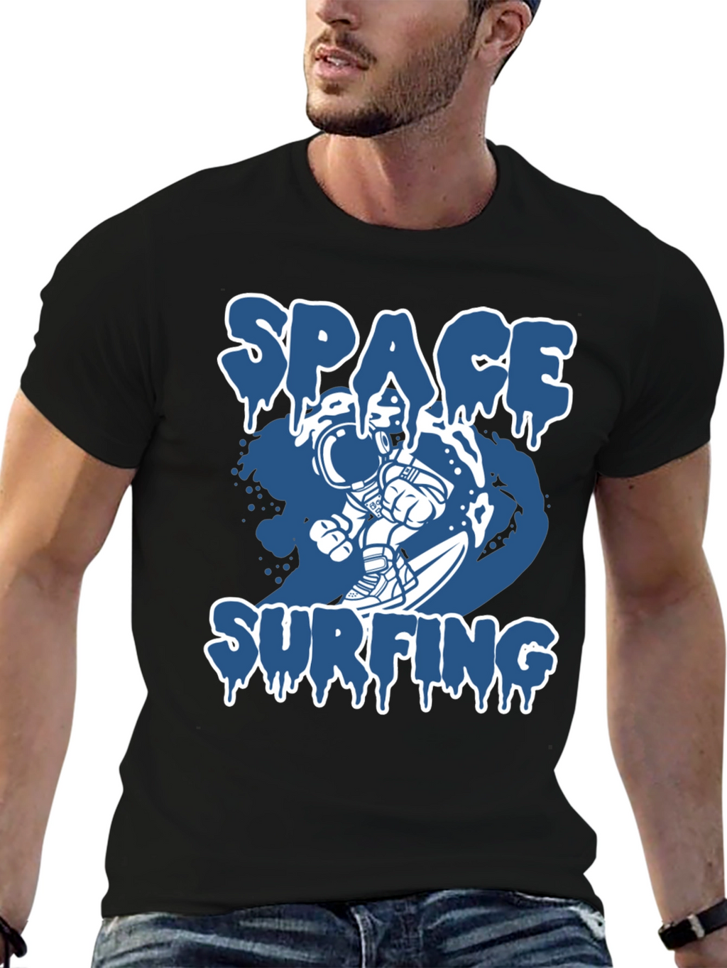 Space Surfing Graphic Tee - Astronaut T-Shirt