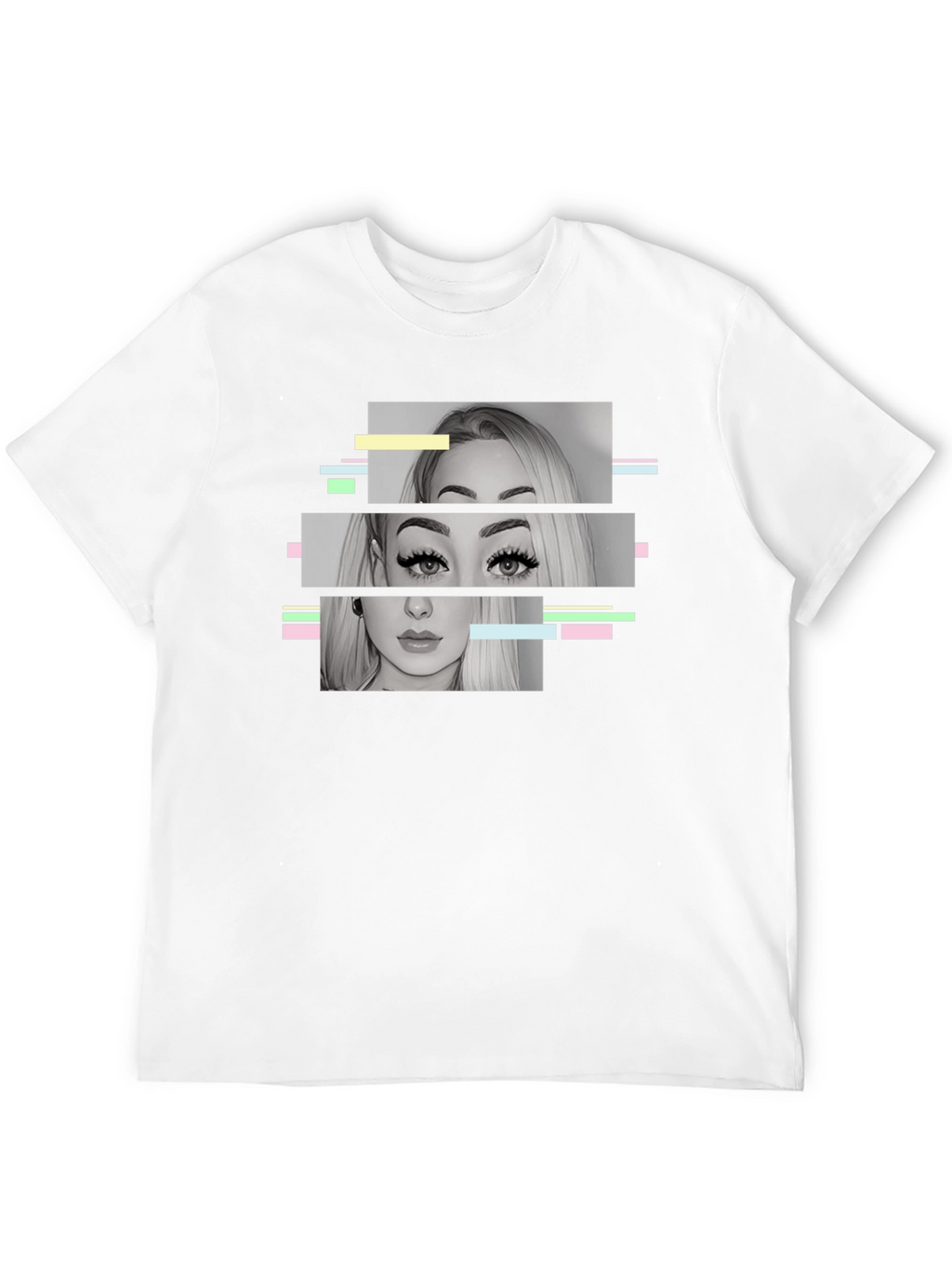 Glitch Portrait Graphic Tee - Modern Black T-Shirt