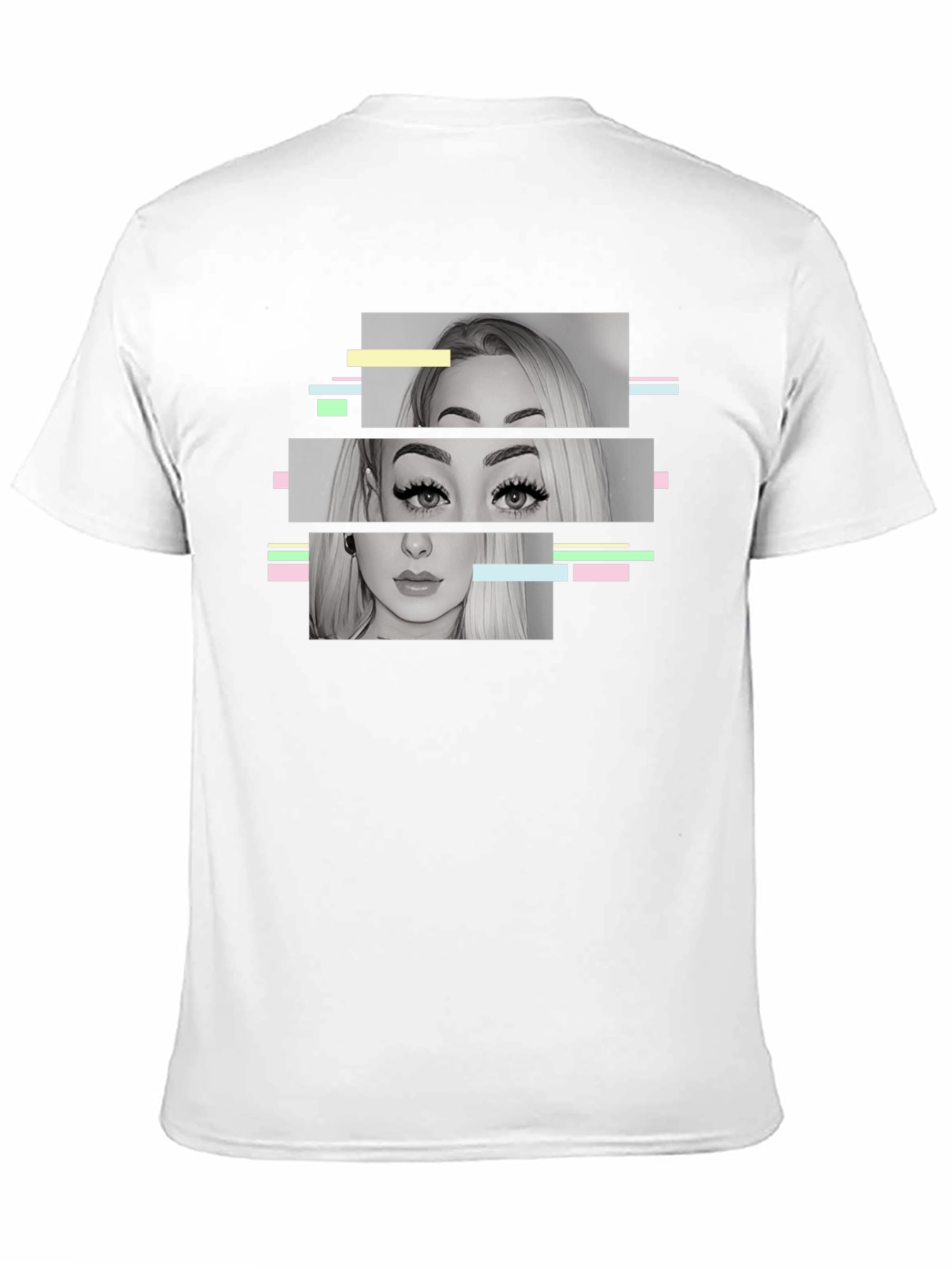 Glitch Portrait Graphic Tee - Modern Black T-Shirt