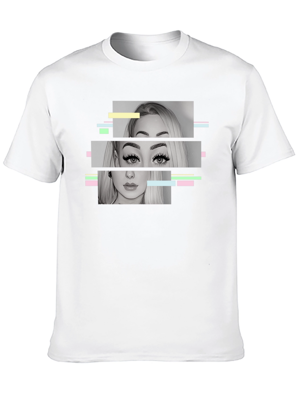 Glitch Portrait Graphic Tee - Modern Black T-Shirt