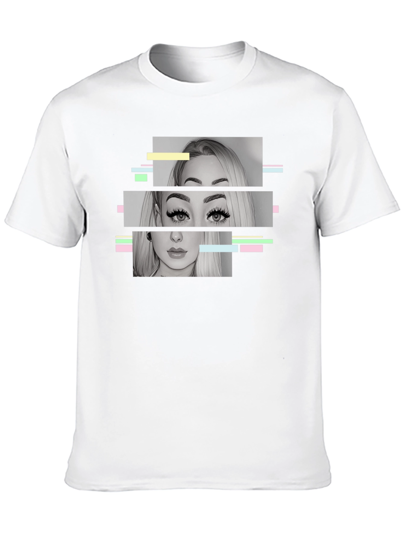 Glitch Portrait Graphic Tee - Modern Black T-Shirt