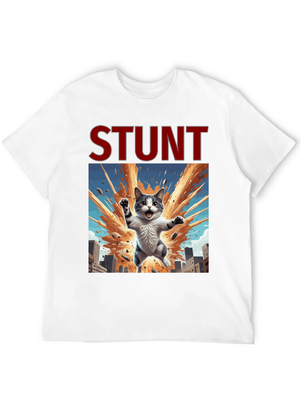 Stunt Cat Graphic Tee - Black Cotton T-Shirt