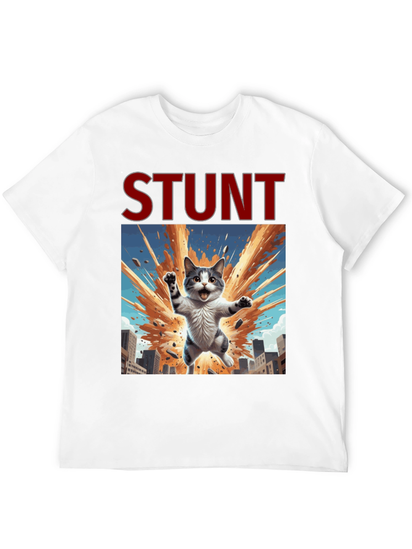 Stunt Cat Graphic Tee - Black Cotton T-Shirt