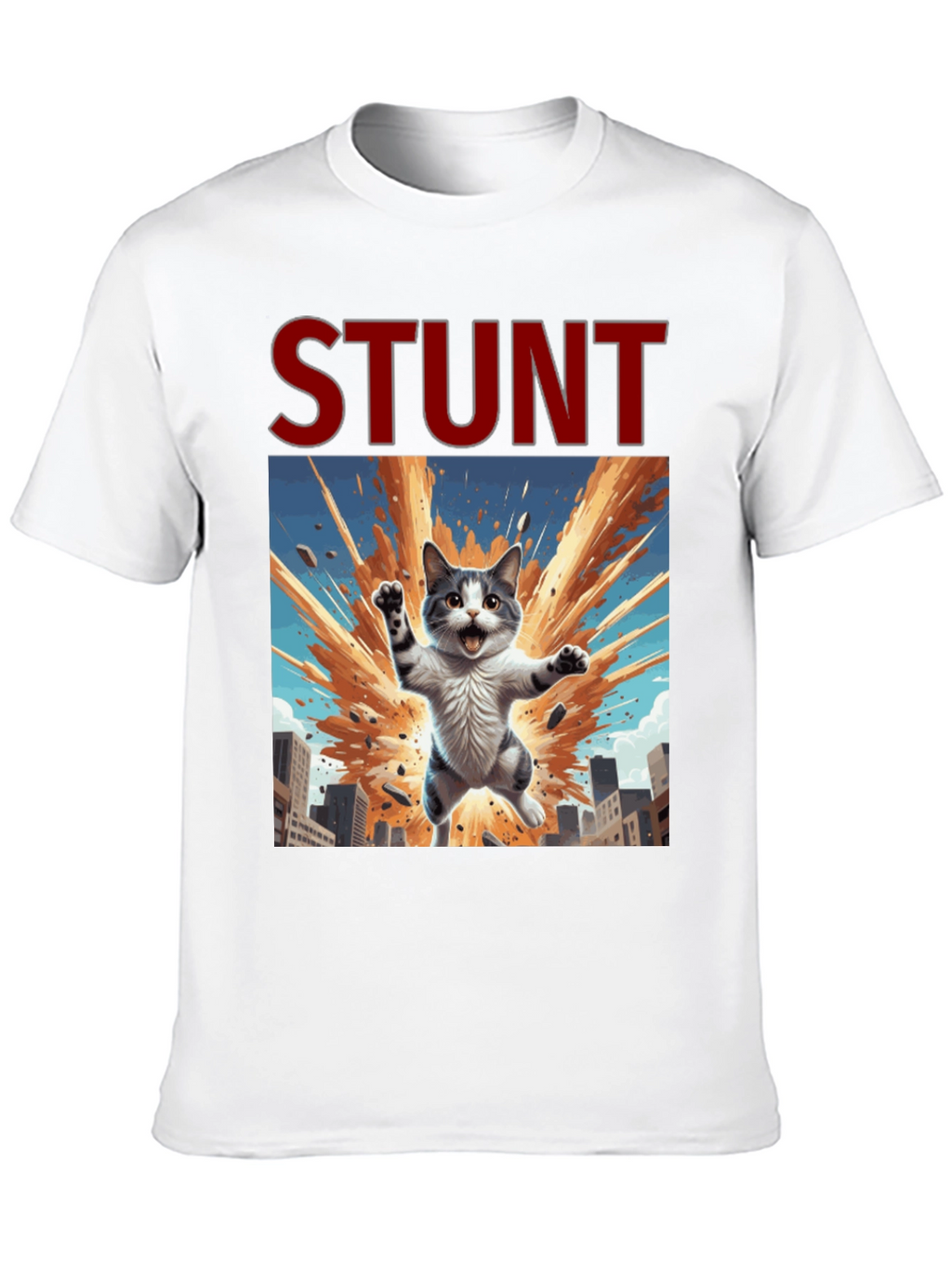 Stunt Cat Graphic Tee - Black Cotton T-Shirt