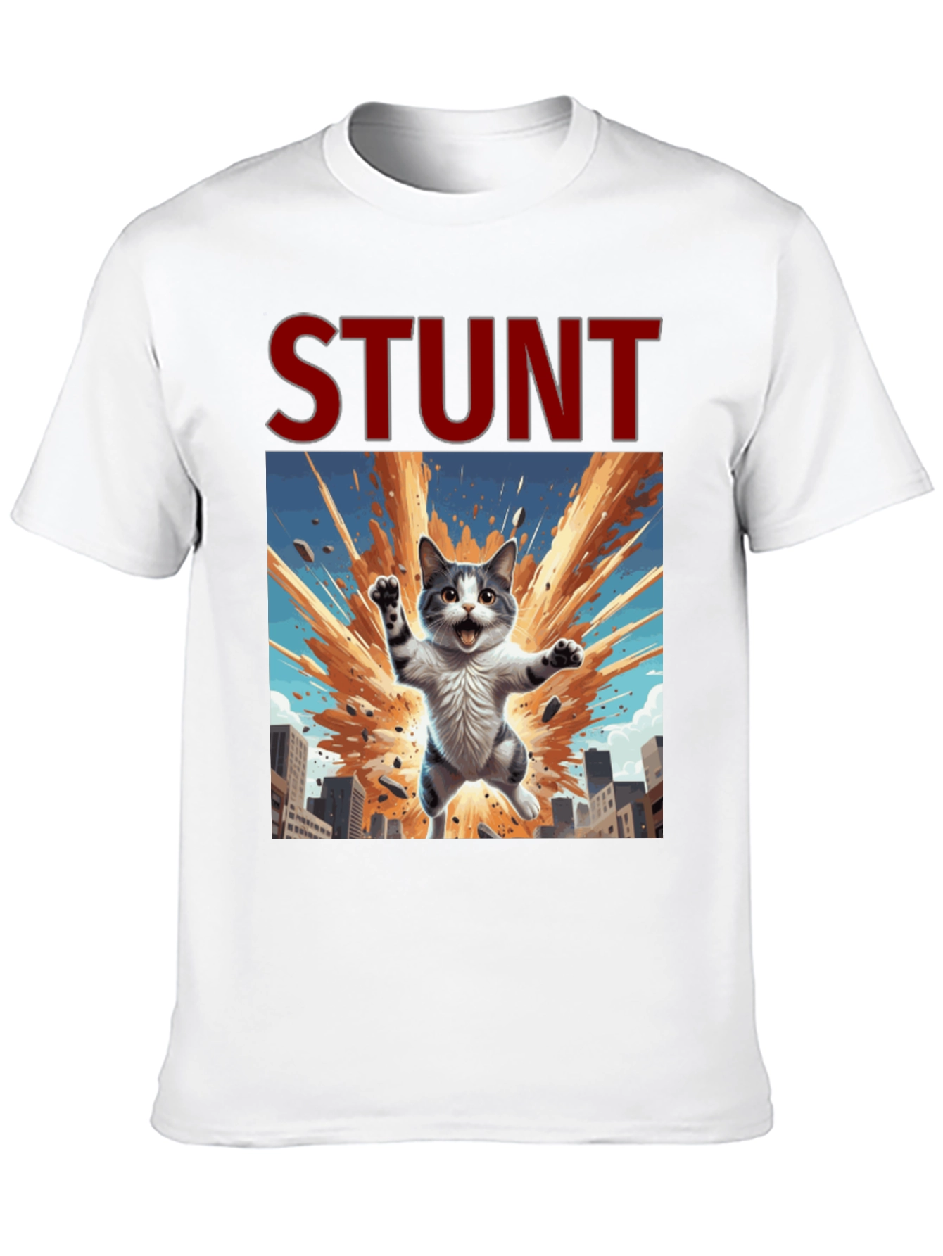 Stunt Cat Graphic Tee - Black Cotton T-Shirt