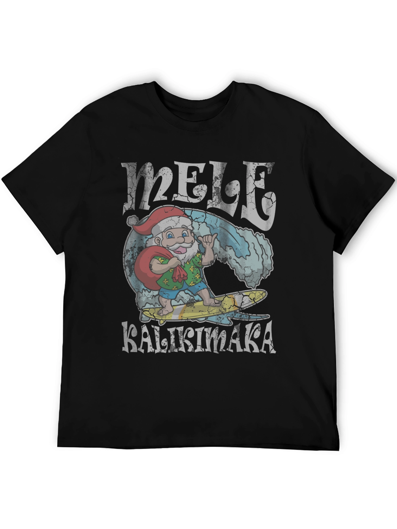 Mele Kalikimaka Santa Surfing Graphic T-Shirt