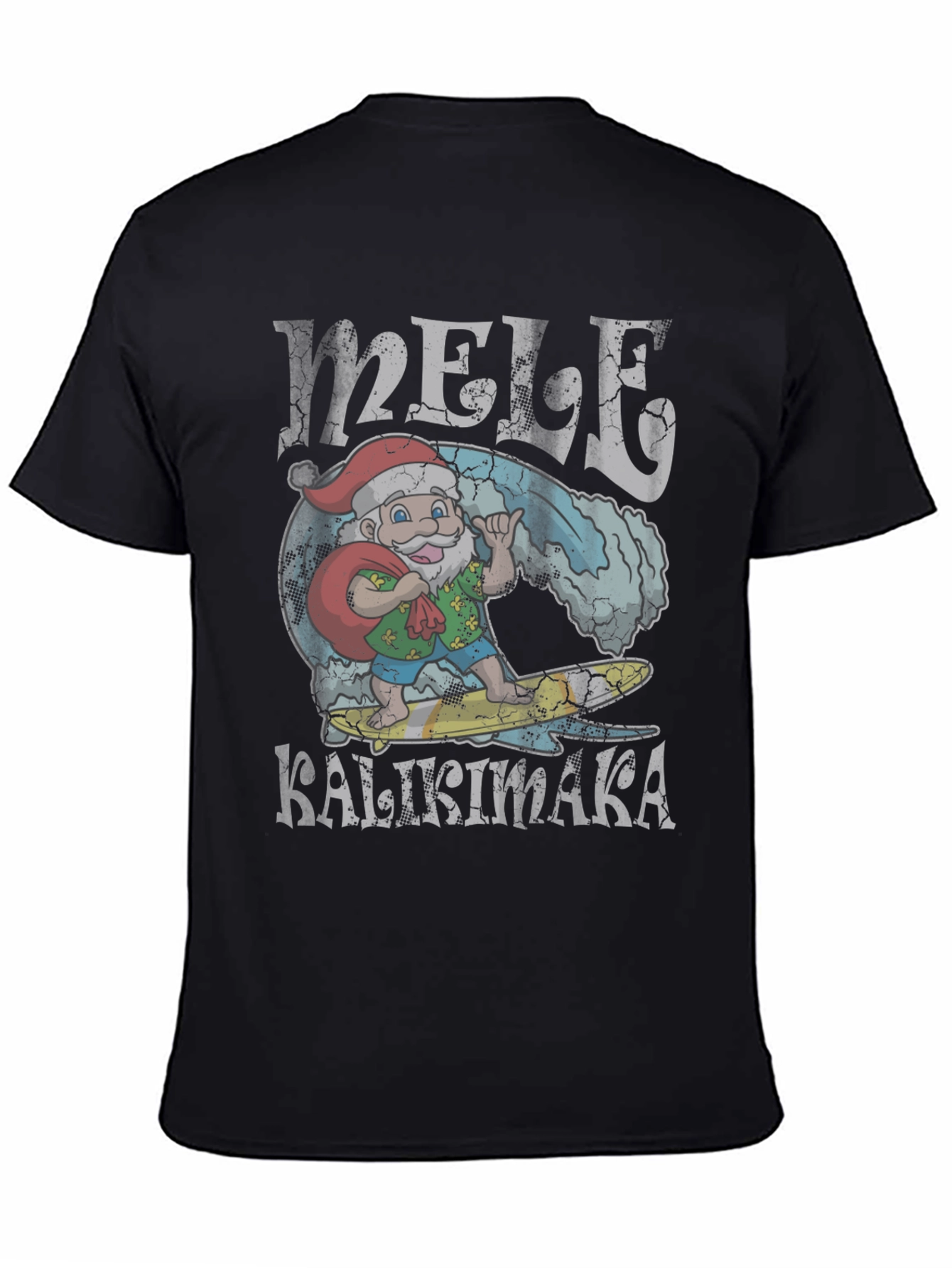 Mele Kalikimaka Santa Surfing Graphic T-Shirt