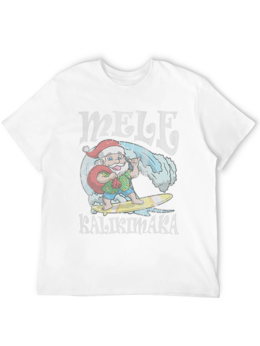 Mele Kalikimaka Santa Surfing Graphic T-Shirt