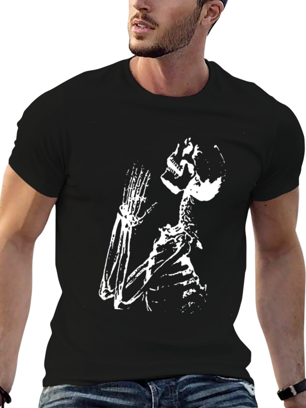 Skeleton Praying Black T-Shirt
