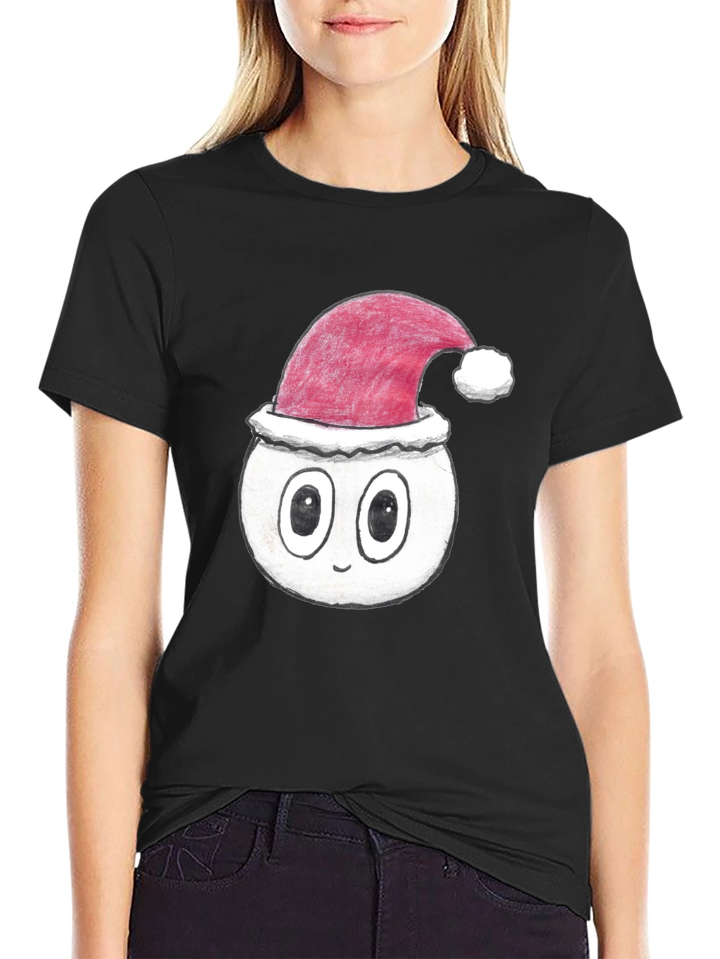 Festive Cartoon Face T-Shirt - Holiday Style
