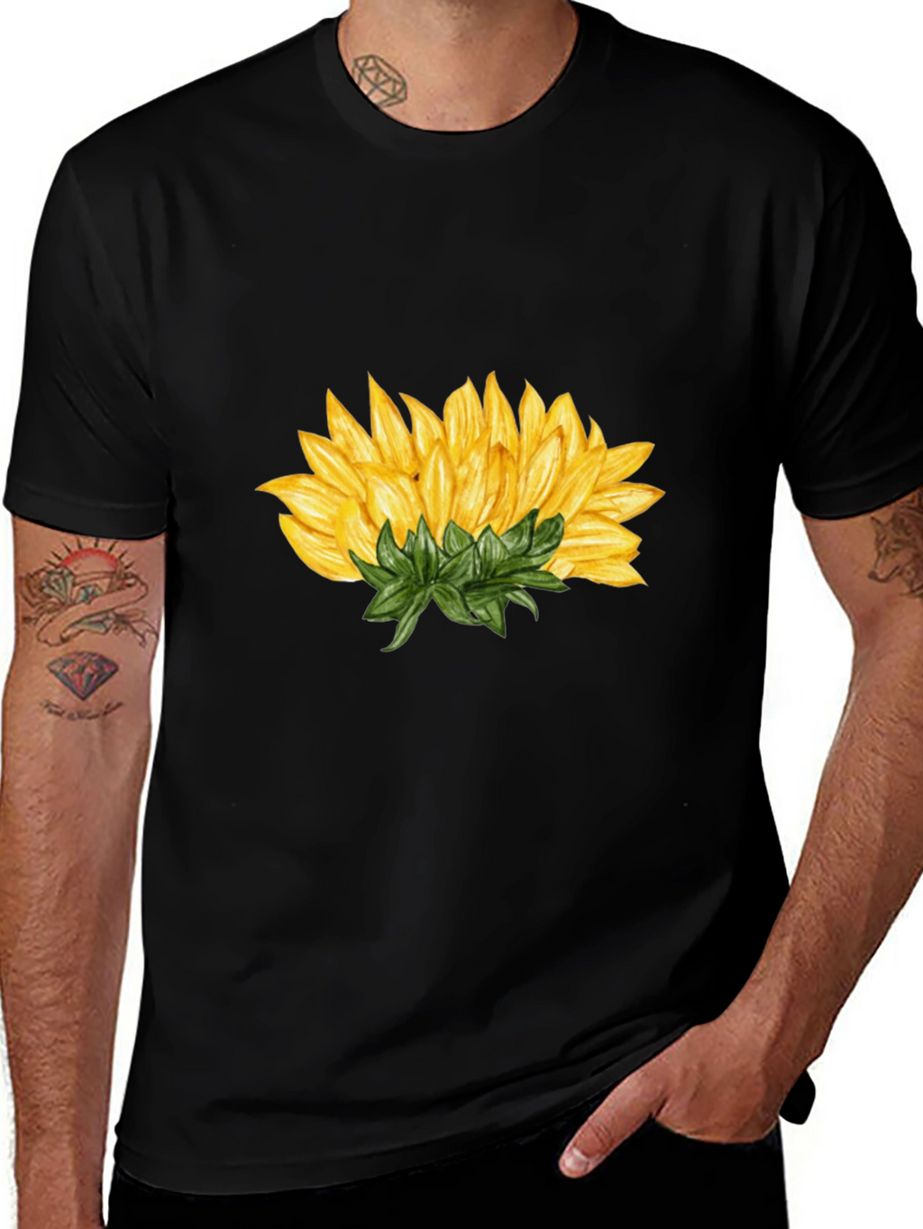Sunflower Graphic Black T-Shirt