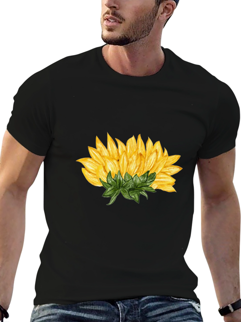 Sunflower Graphic Black T-Shirt