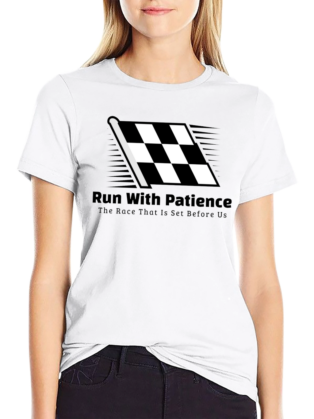 Run With Patience T-Shirt - Black Christian Tee